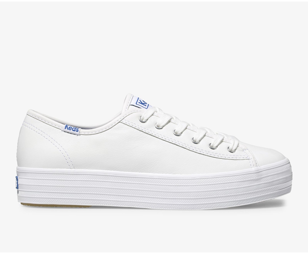 Tenis Keds Mujer Blancos - Triple Kick Cuero - 5417-BUNRY